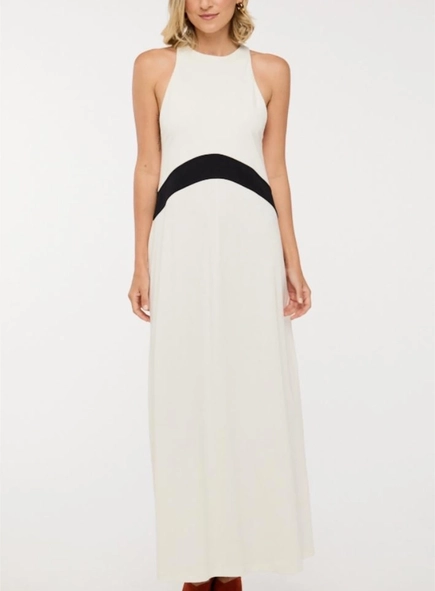 vestido longo animale regatão bicolor