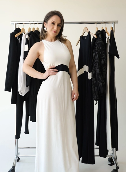 vestido longo animale regatão bicolor