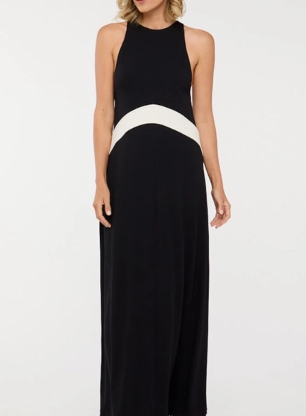 vestido longo animale regatão bicolor