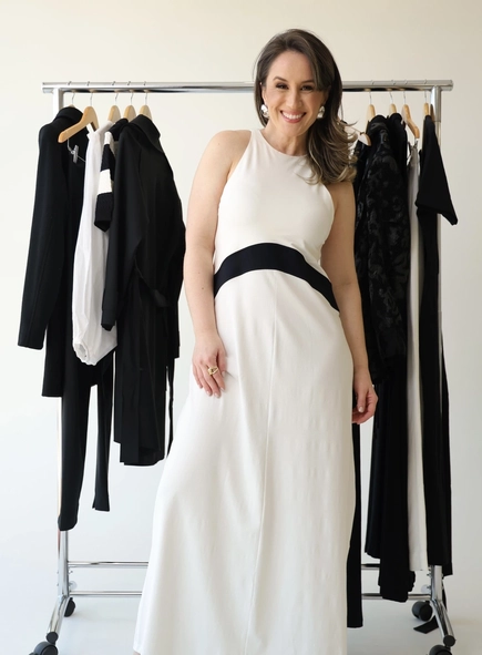 vestido longo animale regatão bicolor