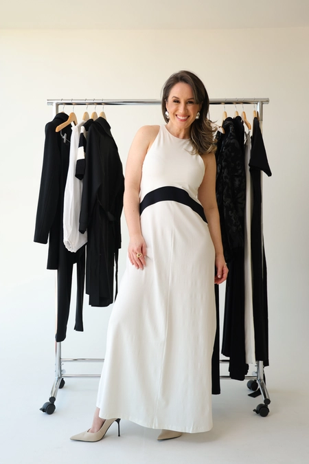 vestido longo animale regatão bicolor