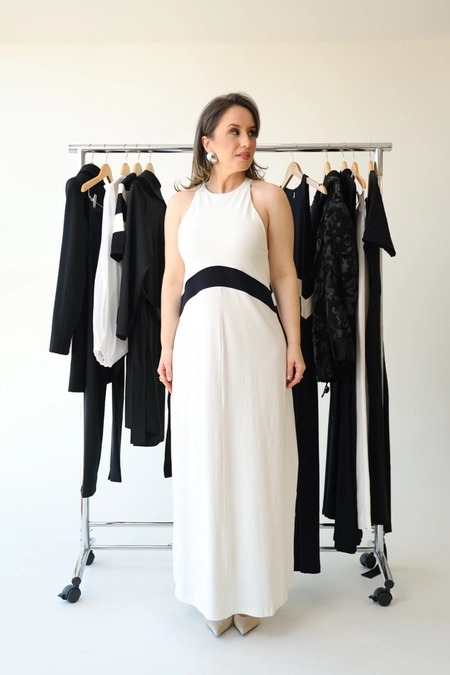vestido longo animale regatão bicolor
