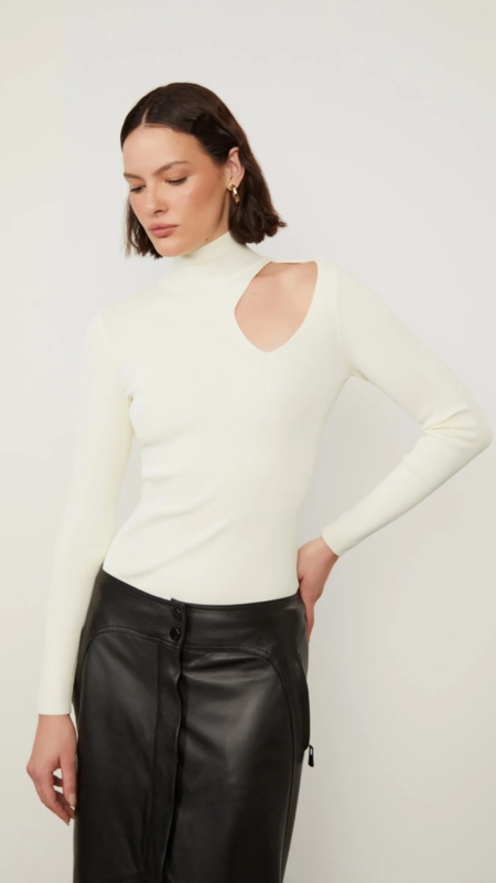 blusa animle ml recorte ombro tricot