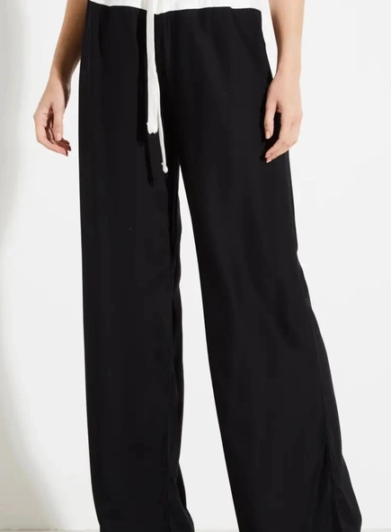 calça wideleg bicolor cós elástico forum