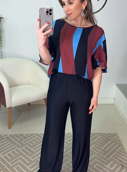 calca reta veludo animale