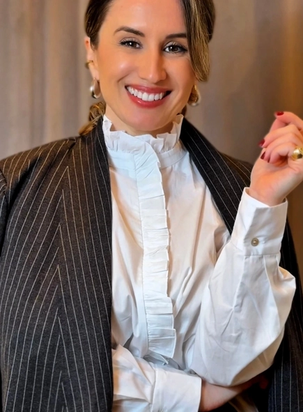 camisa ml animale tricoline babado gola e vista