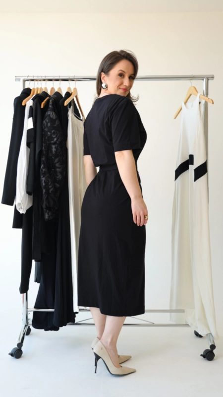 vestido midi animale malha pareo pesponto