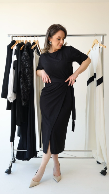 vestido midi animale malha pareo pesponto