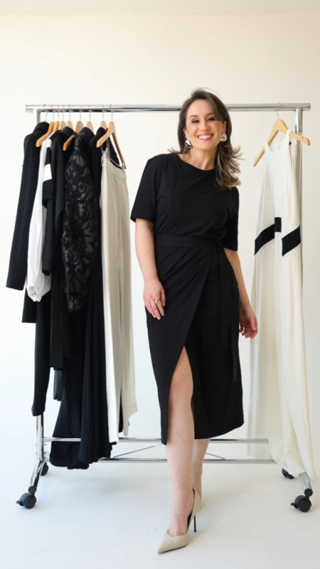 vestido midi animale malha pareo pesponto