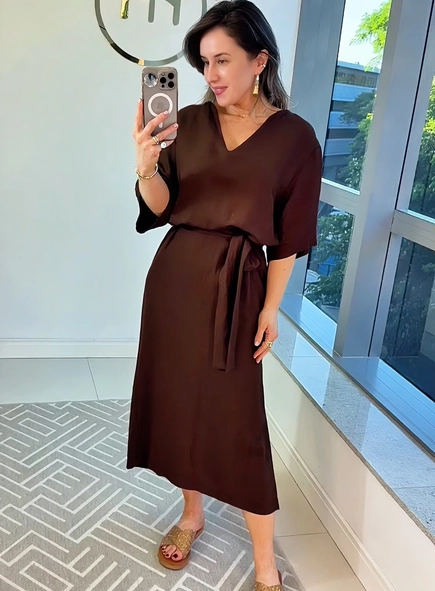 vestido midi linho mc cinto faixa forum