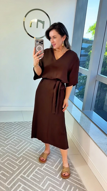 vestido midi linho mc cinto faixa forum