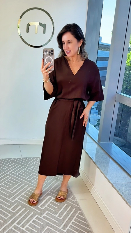 vestido midi linho mc cinto faixa forum