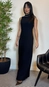 vestido longo malha sem manga gola alta forum