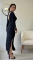 vestido midi animale decote gota veludo