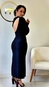 vestido midi animale decote gota veludo