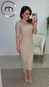 vestido midi canelado manga curta gola forum