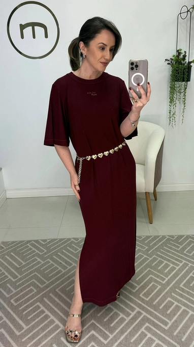 vestido tshirt malha alongado forum