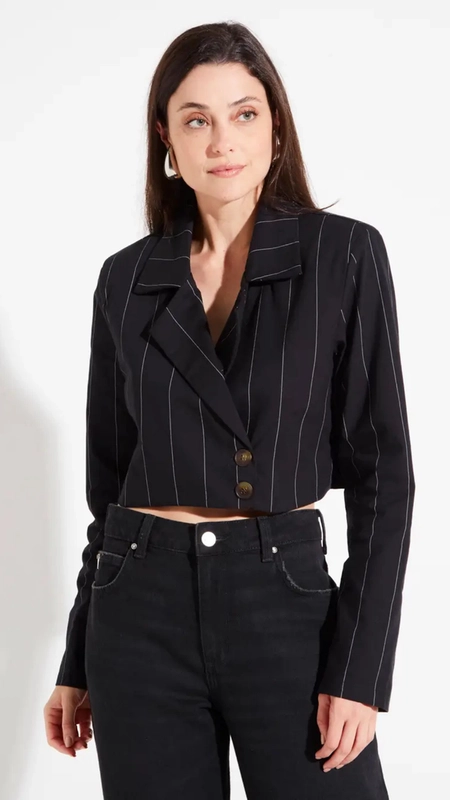 blazer listrado cropped forum