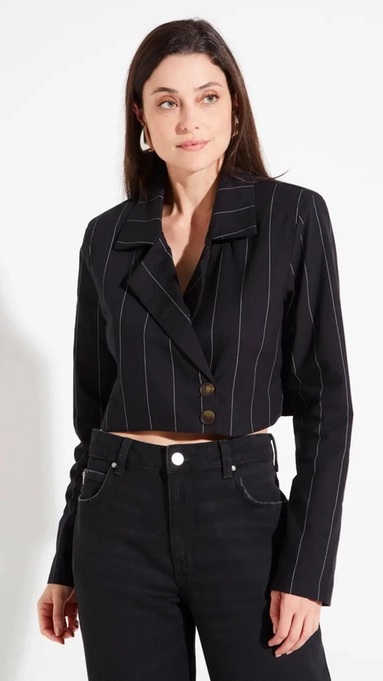blazer listrado cropped forum