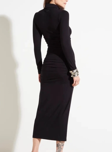 vestido ml midi malha drapeado forum