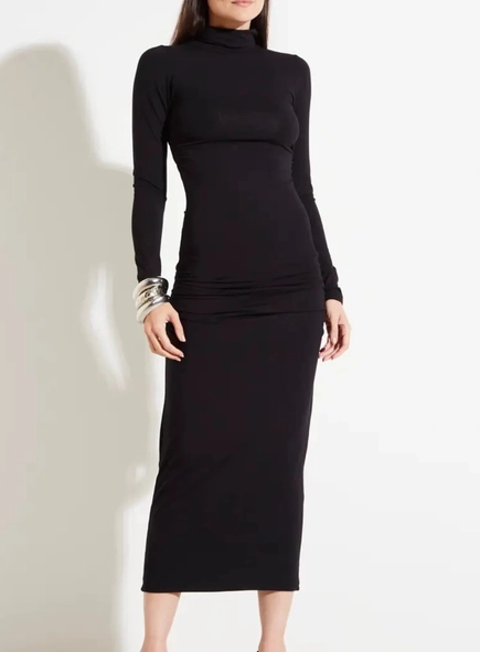 vestido ml midi malha drapeado forum