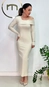 vestido midi ml canelado decote assimétrico forum