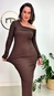 vestido midi ml canelado decote assimétrico forum
