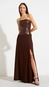 vestido longo crepe e pu sem alça forum
