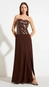 vestido longo crepe e pu sem alça forum