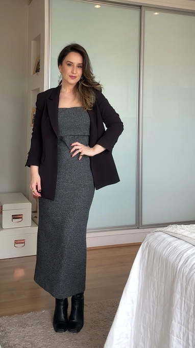vestido midi sem alça elegance forum