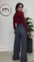 calça linho open det amarração franjas