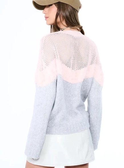 blusa tricot open detalhe telado