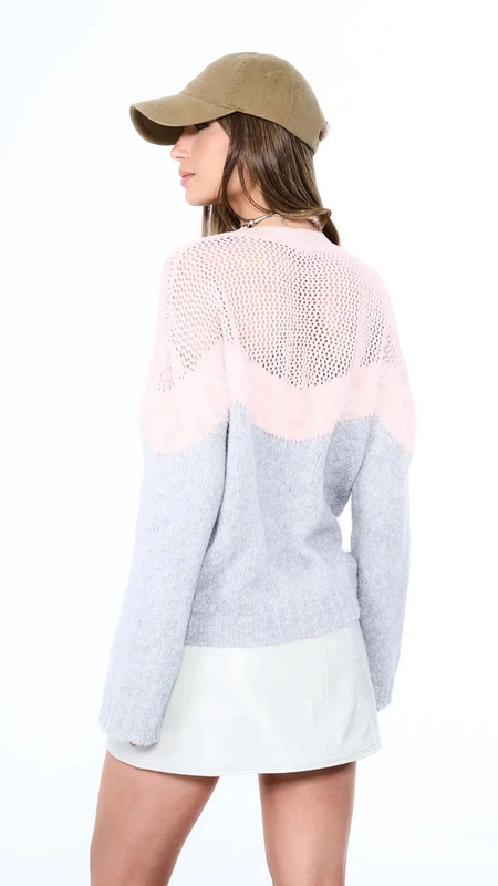 blusa tricot open detalhe telado