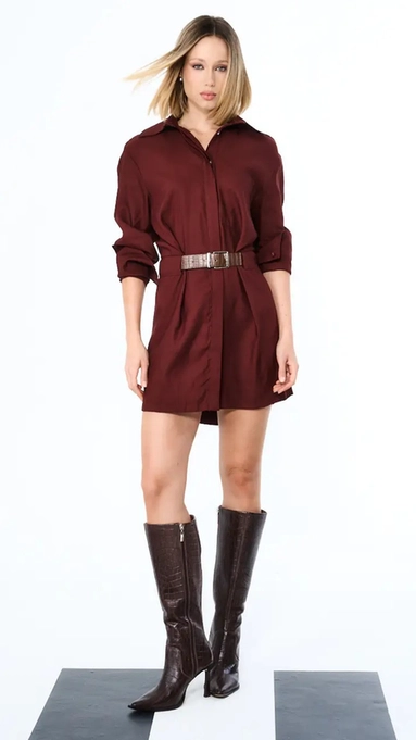 vestido open chemise curto com cinto