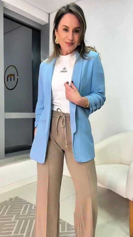 blazer linho open manga 3/4