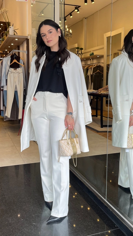 calça reta sport chic borda barroca