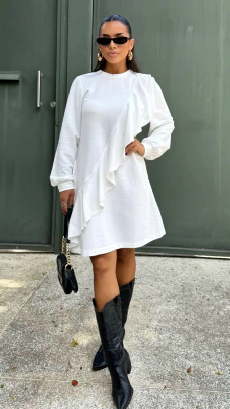 Vestido ml moletom babado paris