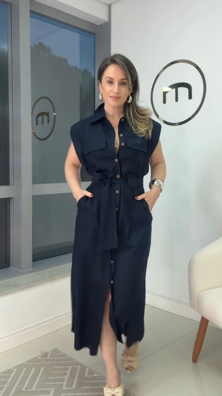 Vestido chemise viscolinho olivia