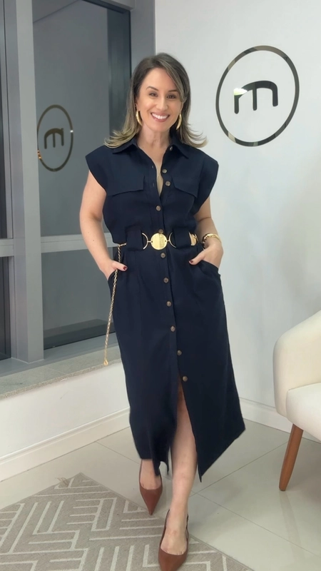 Vestido chemise viscolinho olivia