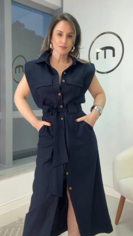 Vestido chemise viscolinho olivia