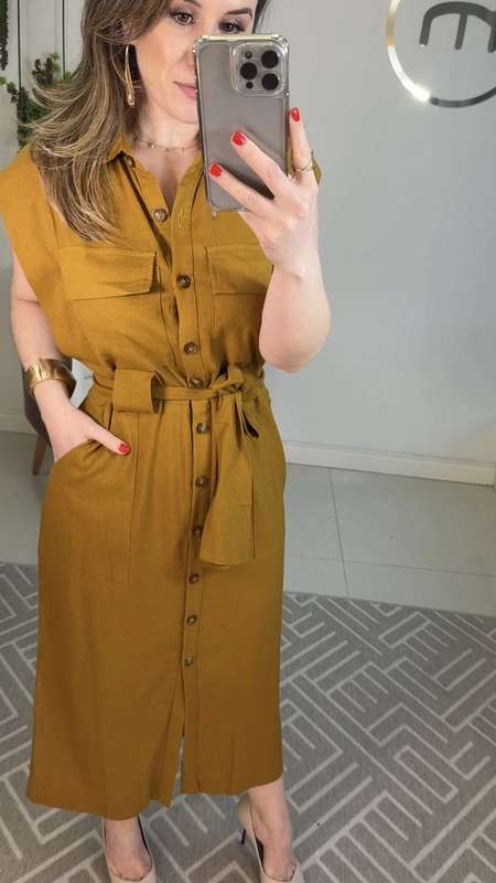 Vestido chemise viscolinho olivia