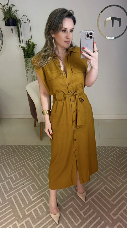 Vestido chemise viscolinho olivia