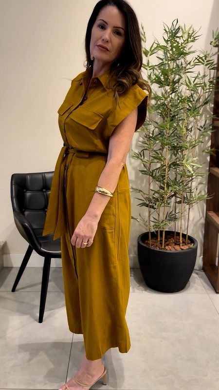 Vestido chemise viscolinho olivia