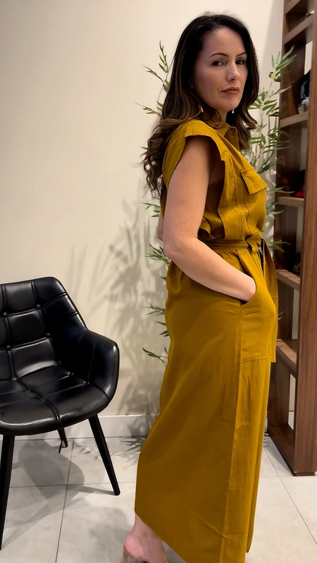 Vestido chemise viscolinho olivia