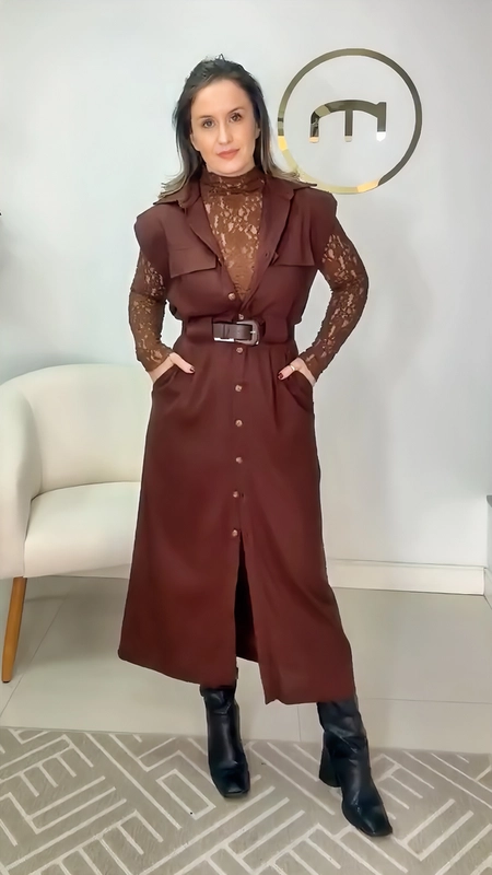 Vestido chemise viscolinho olivia