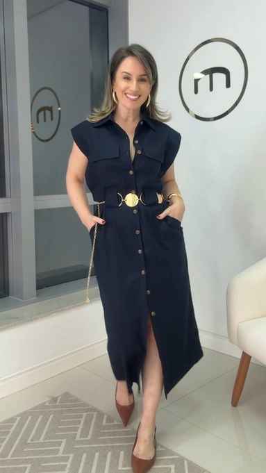 Vestido chemise viscolinho olivia