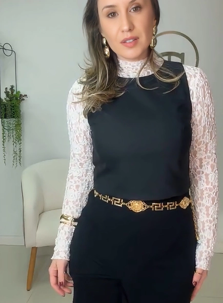 blusa top alfaiataria chic