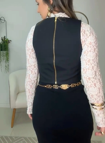 blusa top alfaiataria chic