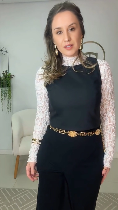 blusa top alfaiataria chic