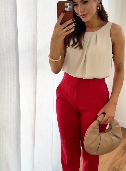 calça alfaiataria cintura alta pietra